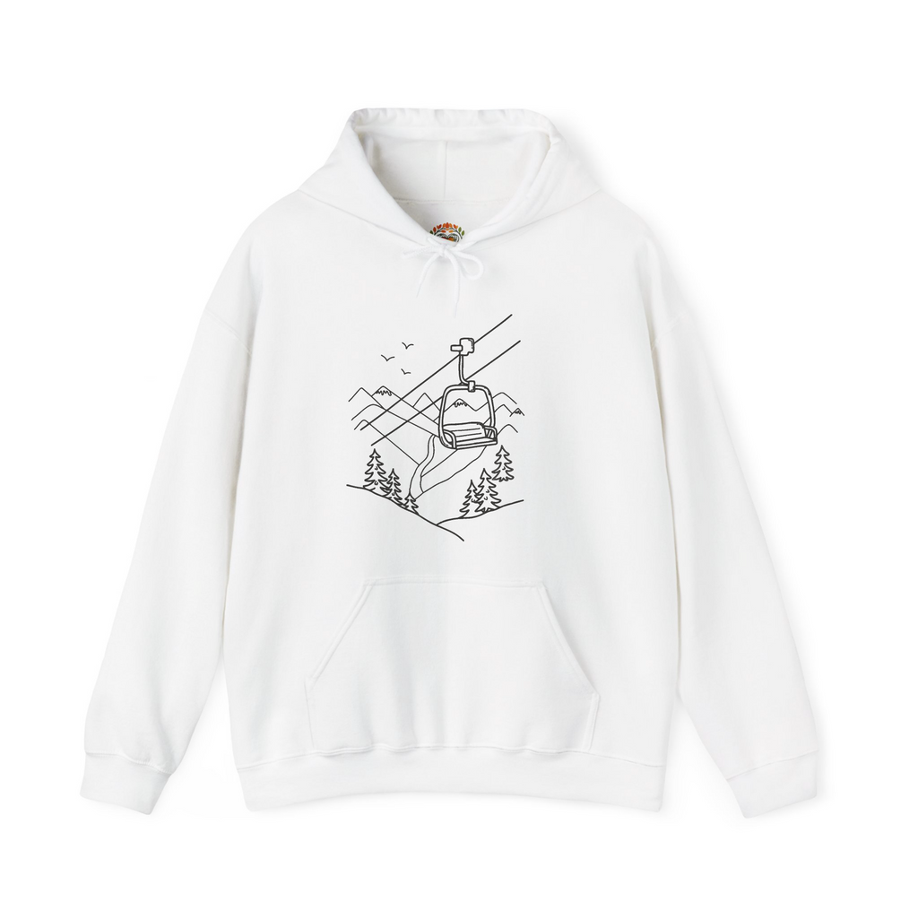 Mountain Ski Snowboarding Ropeway Embroidery Hoodie | Sweatshirt | T-shirt