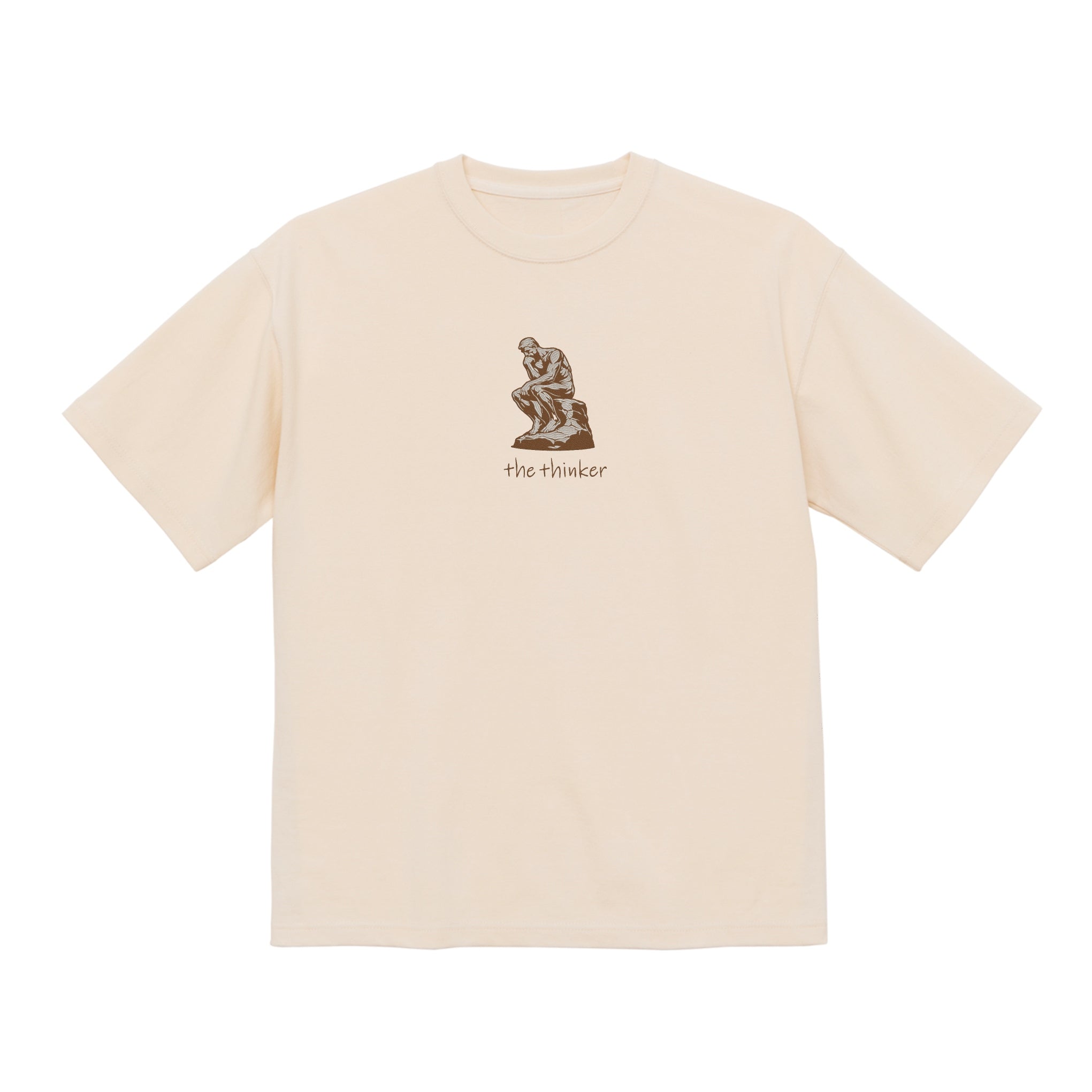 Embroidered The Thinker Le Penseur Auguste Rodin Premium Cotton Heavyweight T shirt