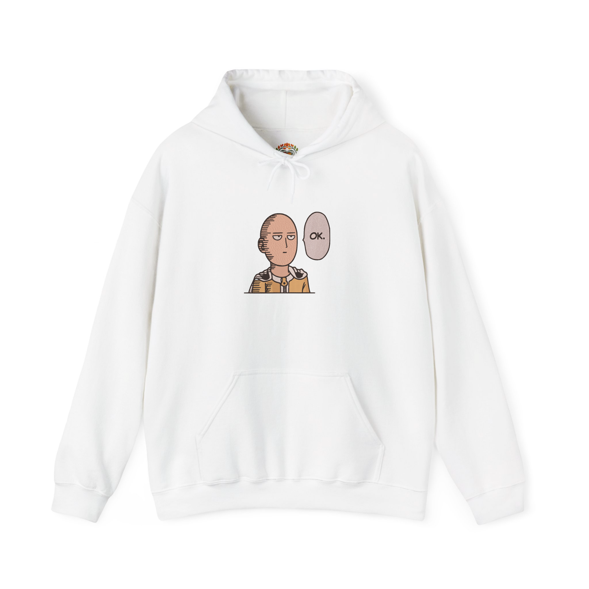 Anime Saitama One Punch "OK" Sarcastic Face Embroidery Hoodie | Sweatshirt