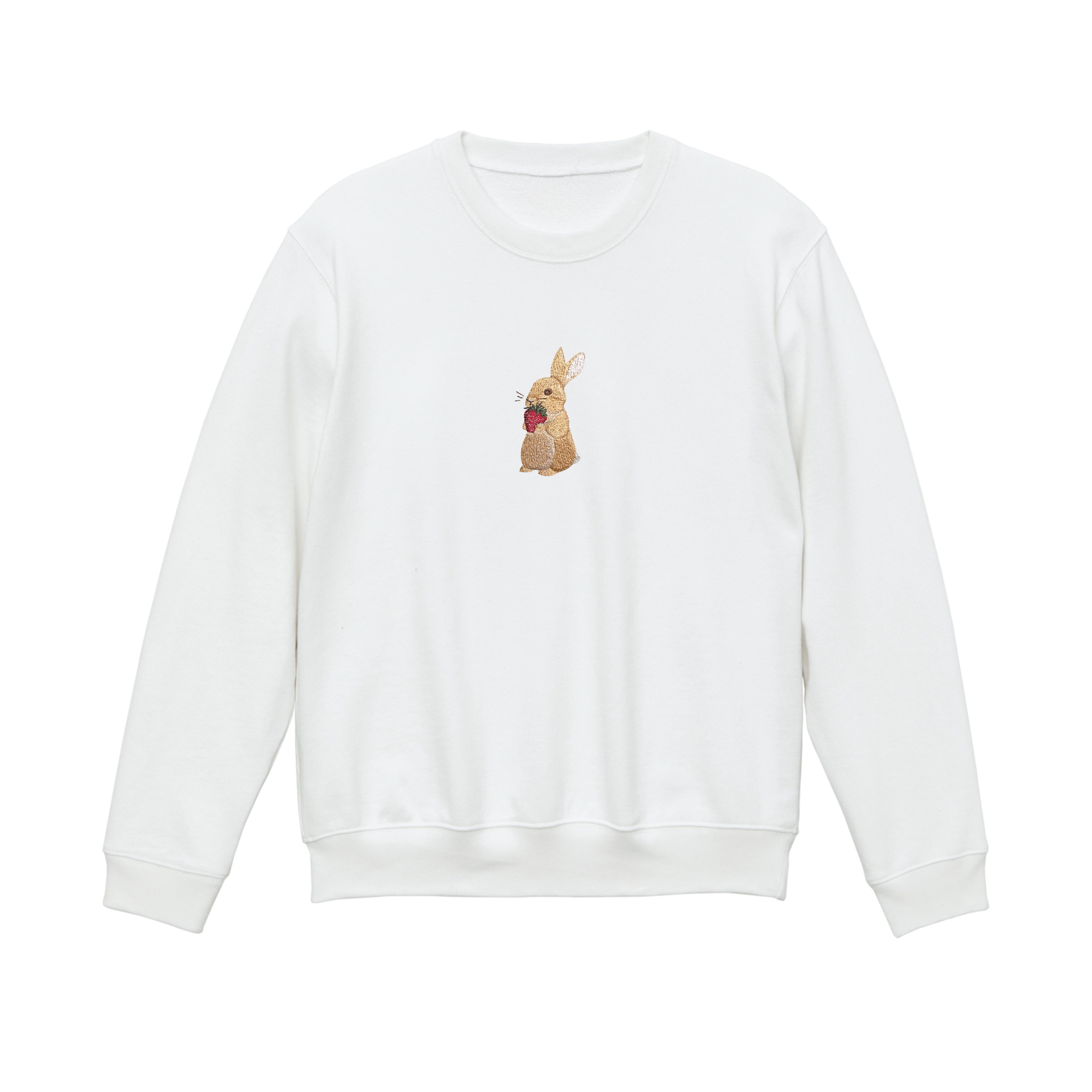 Bunny and Strawberry Embroidered 450GSM Heavyweight Pullover Hoodie Sweatshirt