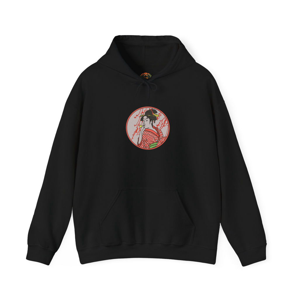 Japanese Courtesan Geisha Ukiyo-e Embroidered Hoodie | Sweatshirt
