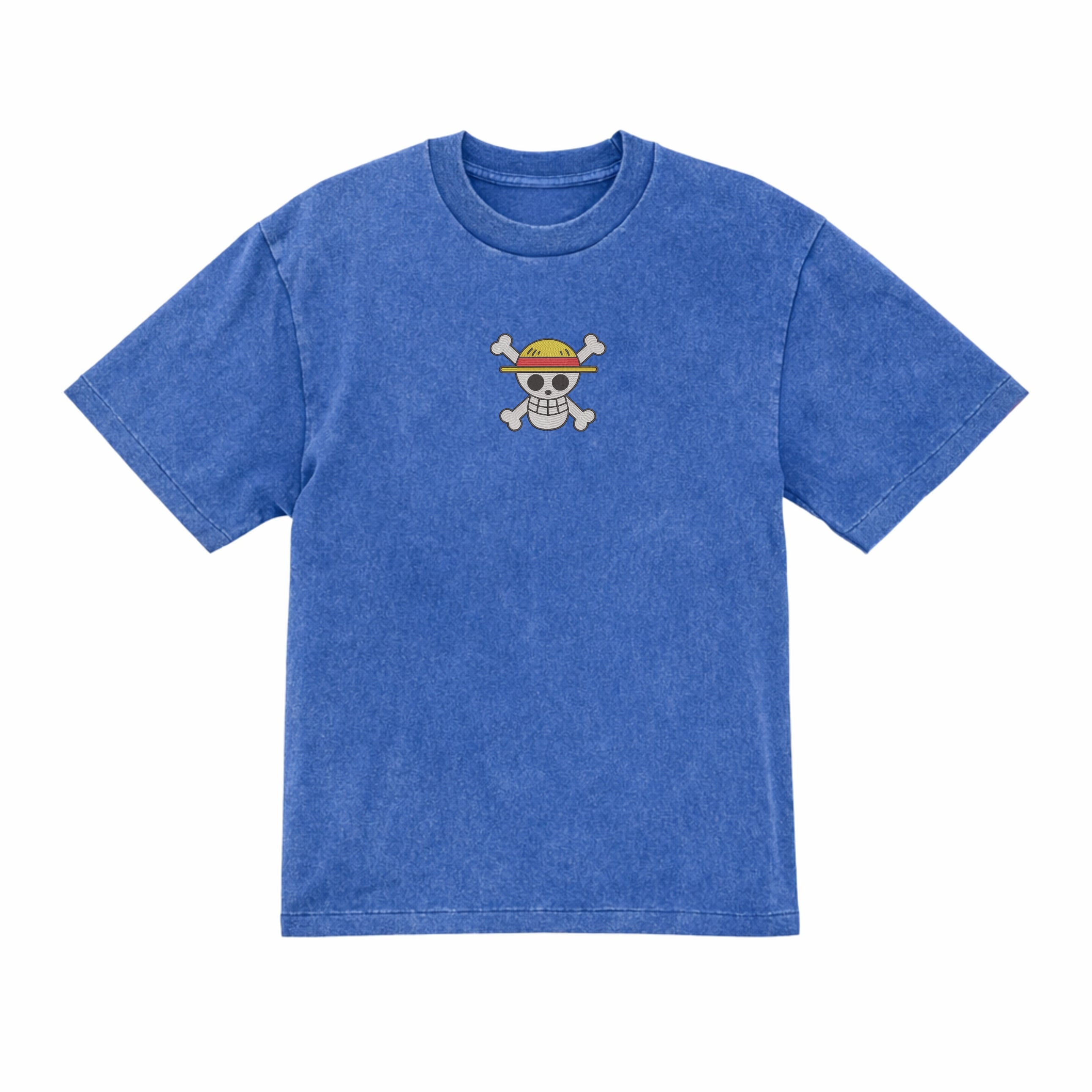One Piece Straw Hat Embroidered T-Shirt – Heavyweight Organic Cotton Anime Shirt