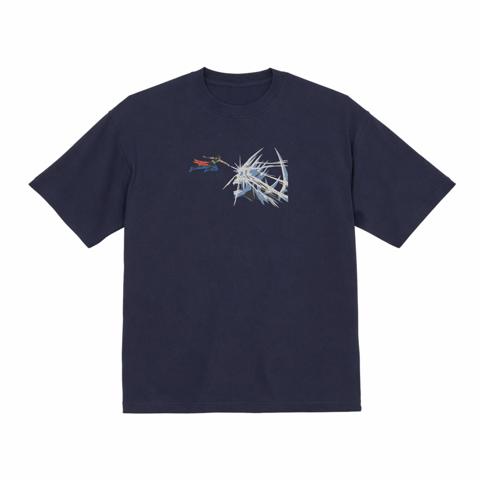 Anime Fantasy Skull Fight Premium Cotton Heavyweight Embroidered T shirt