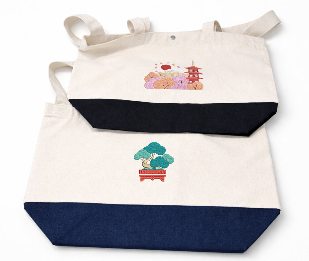 Japanese Bonsai | Embroidered 17L Eco-Sustainable Tote Bag
