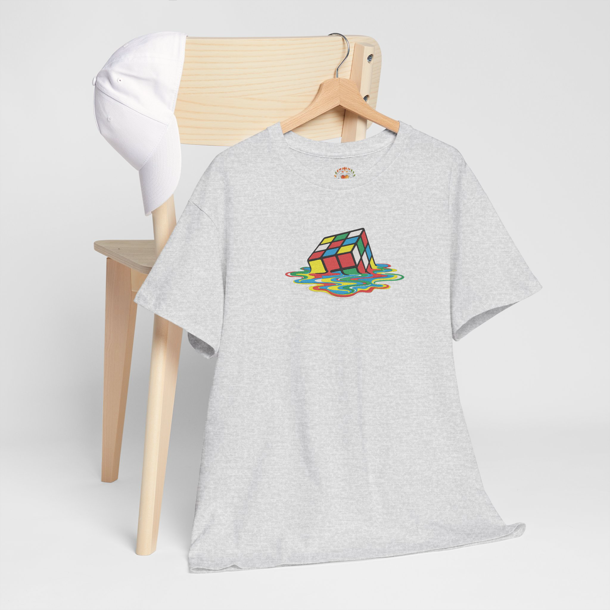 Anamorphic Illusion "Melting Rubik's Cube Embroidery Hoodie | Sweatshirt | T-shirt