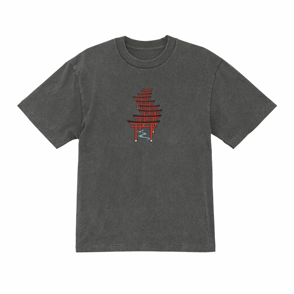 Japanese Torii Gate Premium Cotton Heavyweight Embroidered T shirt