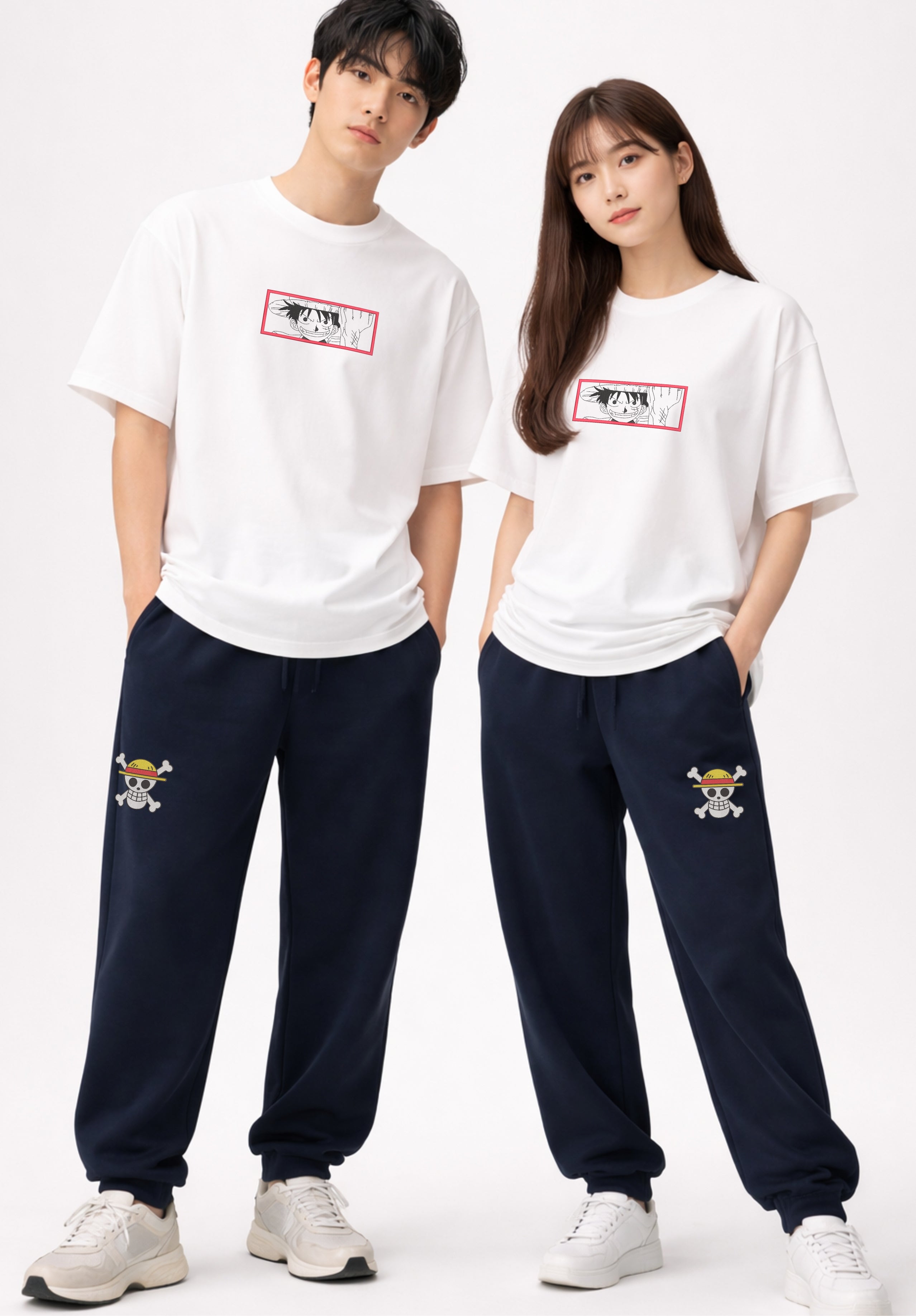 Camiseta prémium bordada de Monkey D Luffy de One Piece