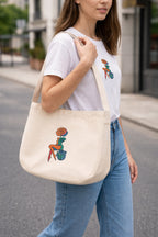 Abstract Rose Lady Mural Embroidered Tote Bag 20L