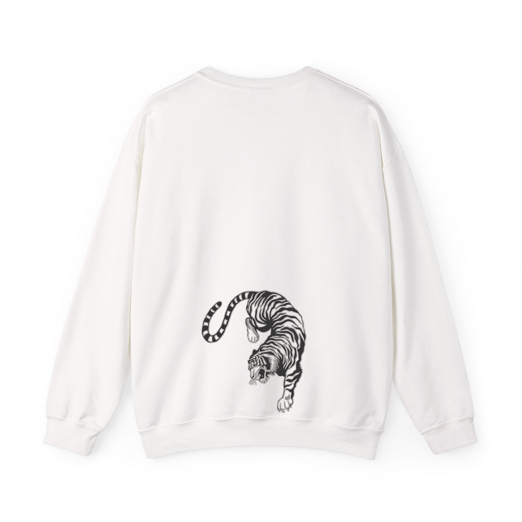 Sudadera con capucha y bordado de tigre siberiano en blanco y negro | Sudadera