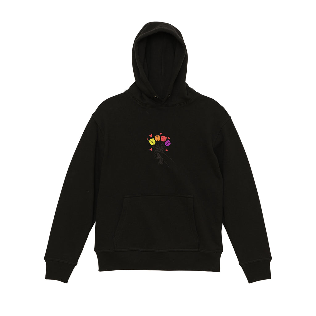 Colorful Tulip Flower Bouquet Embroidered Heavyweight Hoodie and Sweatshirt