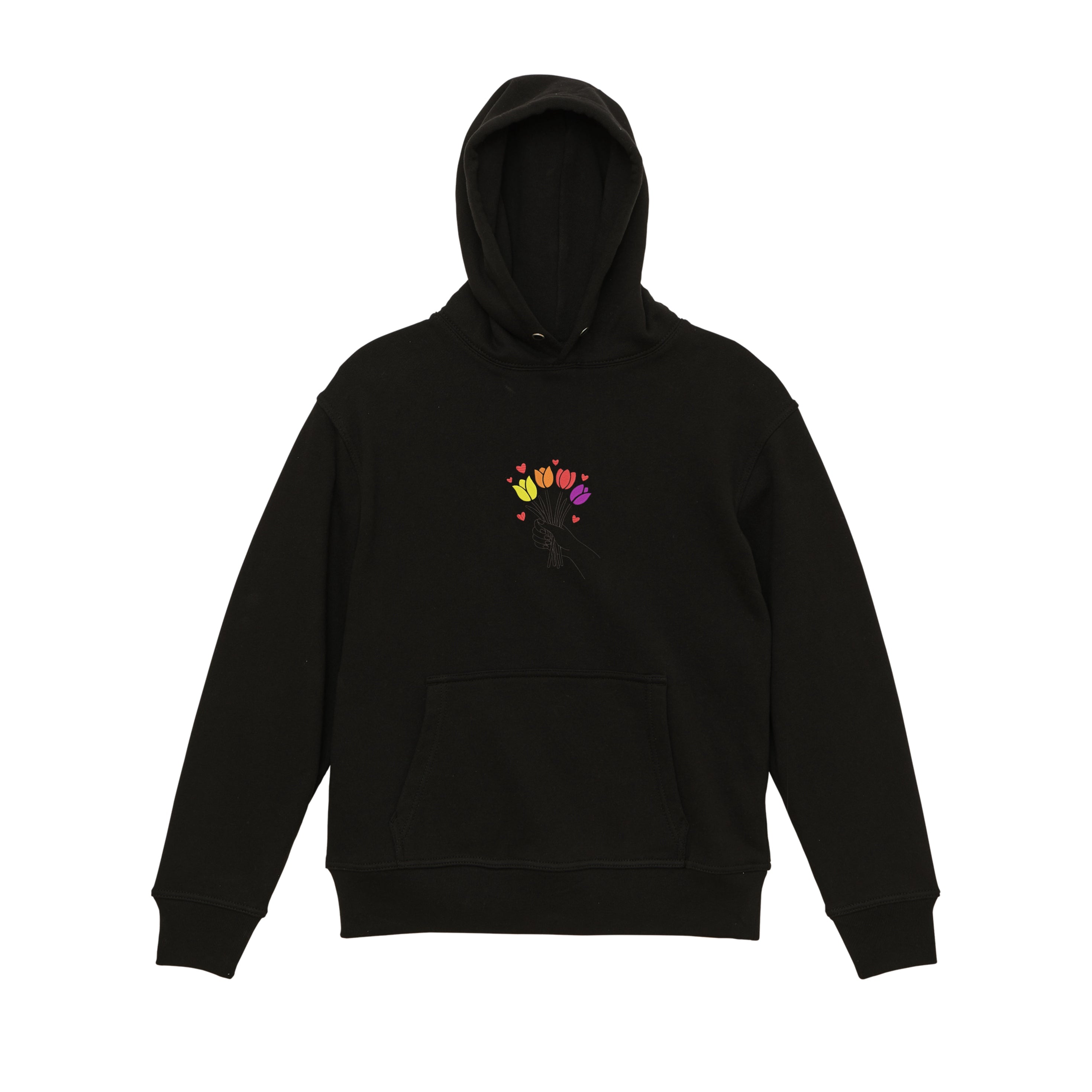 Colorful Tulip Flower Bouquet Embroidered Heavyweight Hoodie and Sweatshirt