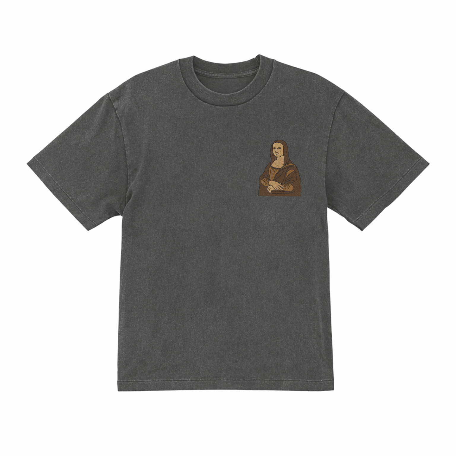 Mona Lisa Leonardo Da Vinci Premium Cotton Heavyweight Embroidered T shirt