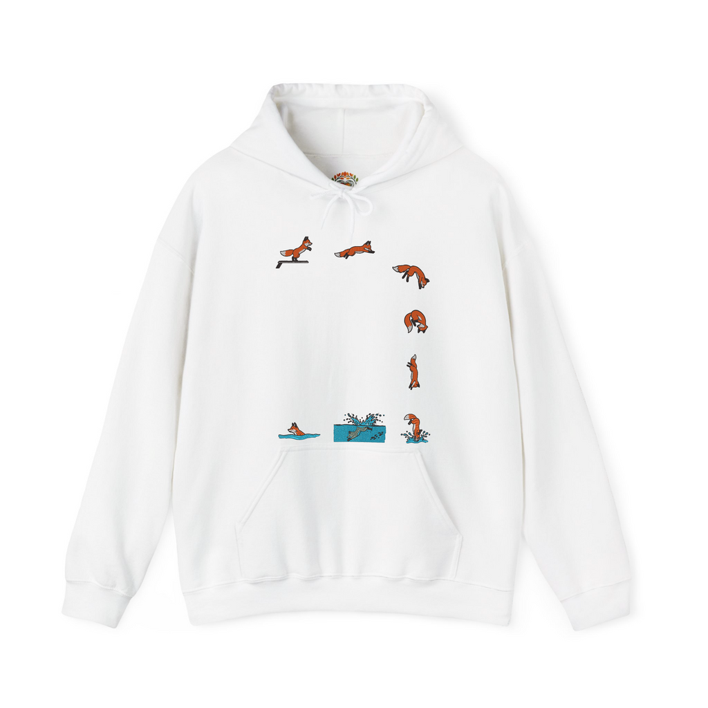 Fox Diving Funny Animal Lover Embroidered Hoodie | Sweatshirt | T-shirt