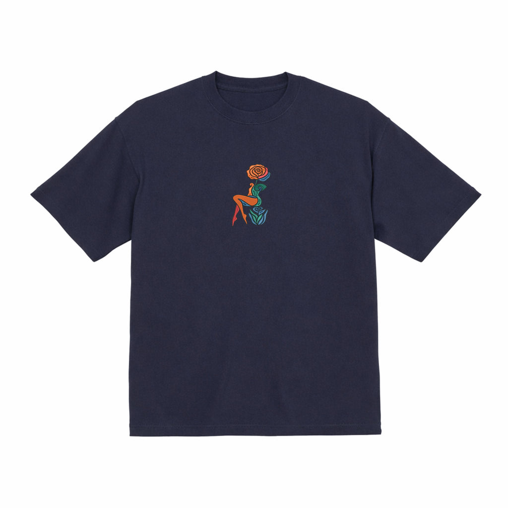 Abstract Rose Lady Mural Embroidered Premium Cotton T shirt | Spring Collection