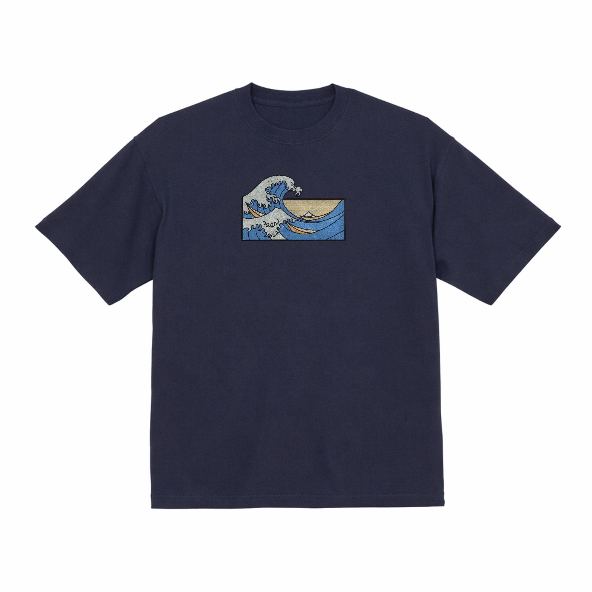 The Great Wave Off Kanagawa Hokusai Premium Cotton Heavyweight Embroidered T shirt