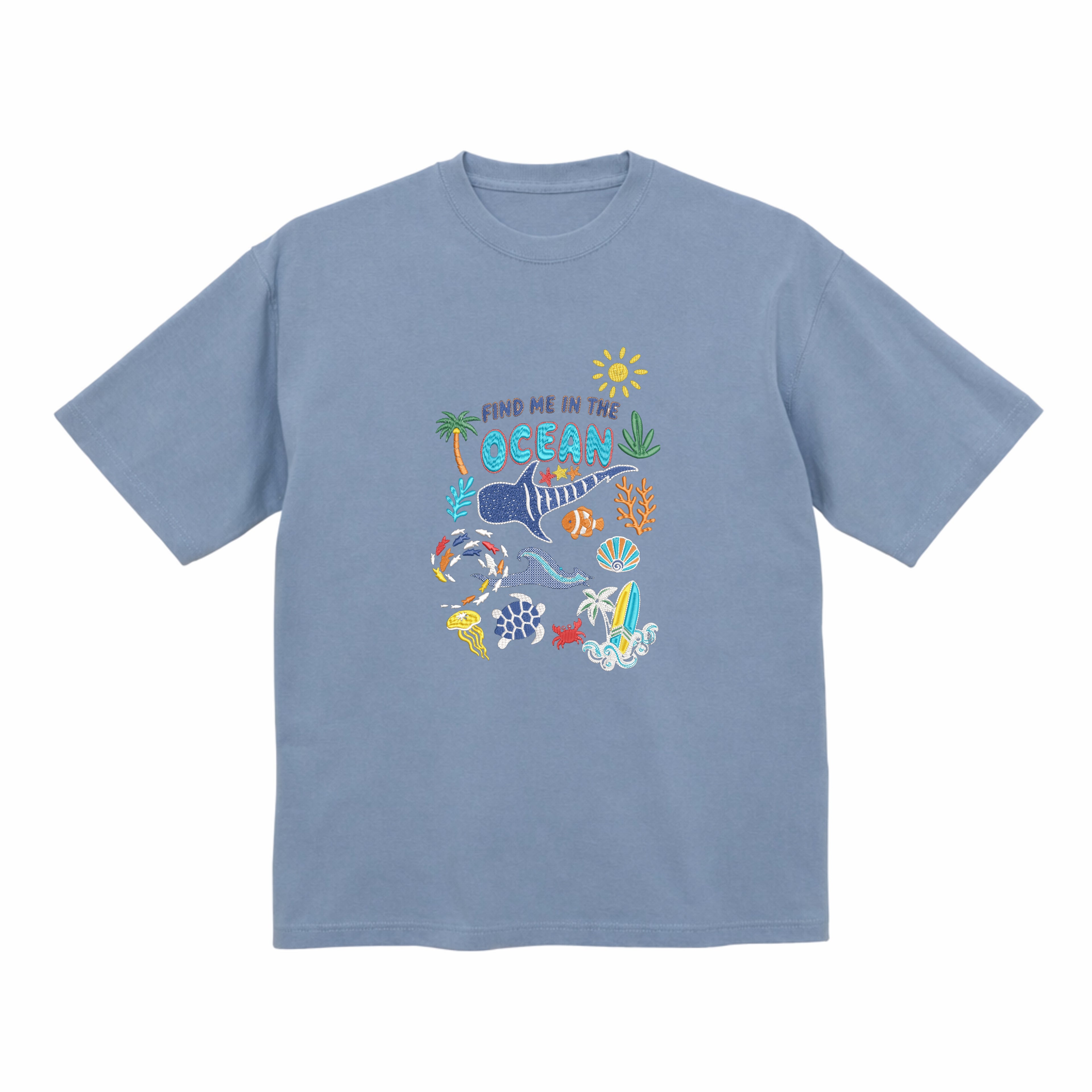 Find me in the ocean 刺繍入りプレミアムヘビーウェイトTシャツ