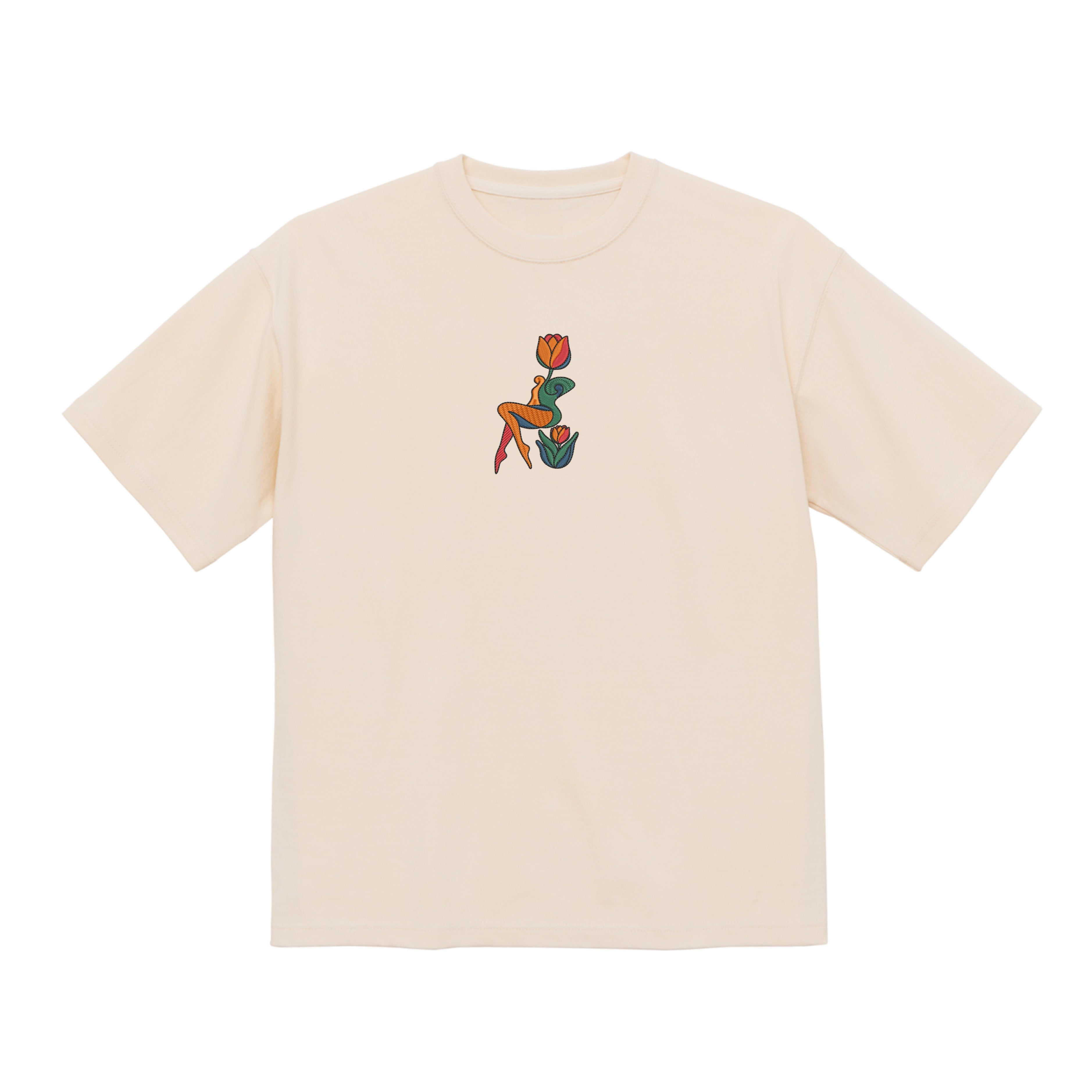 Abstract Tulip Lady Mural Embroidered Premium T shirt