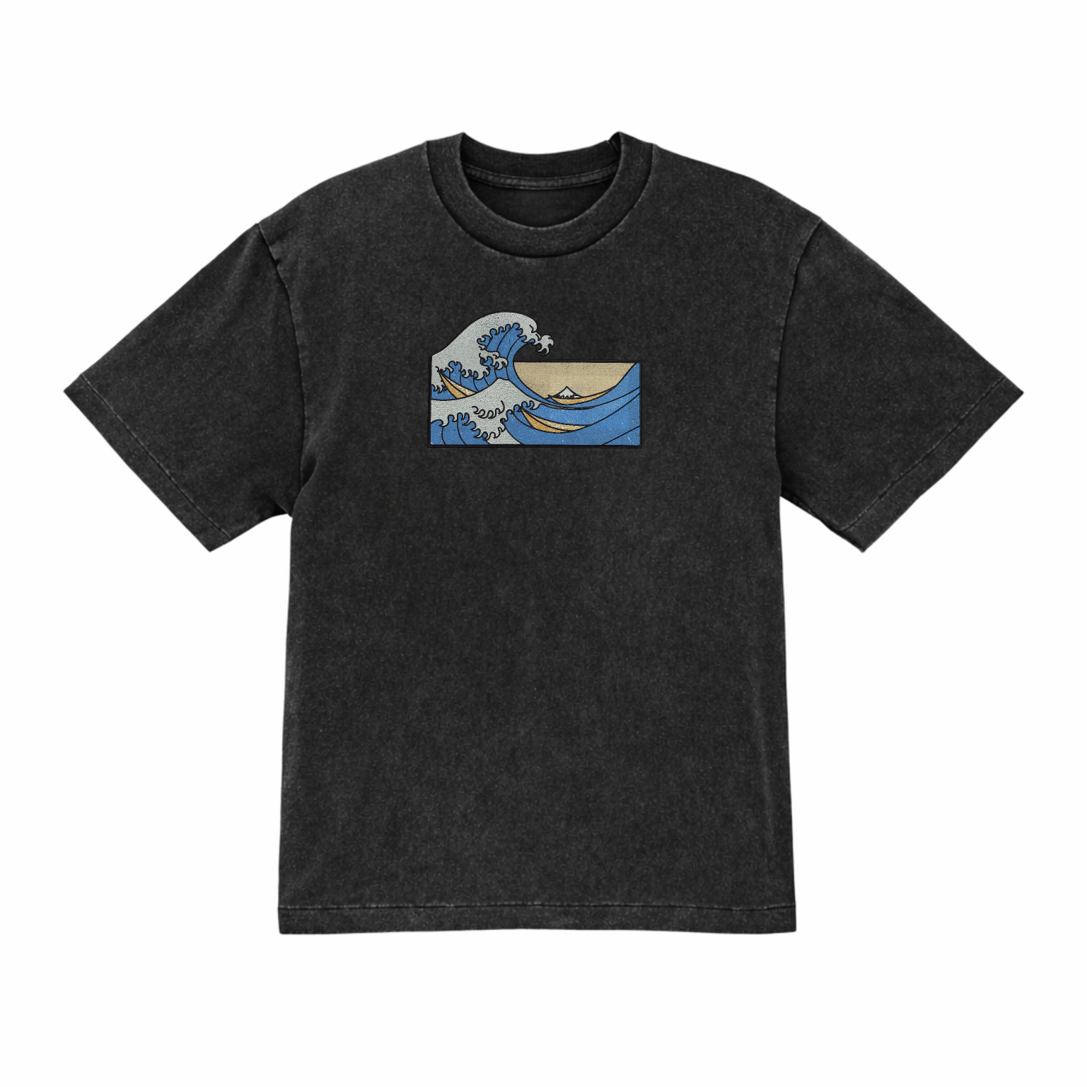 The Great Wave Off Kanagawa Hokusai Premium Cotton Heavyweight Embroidered T shirt