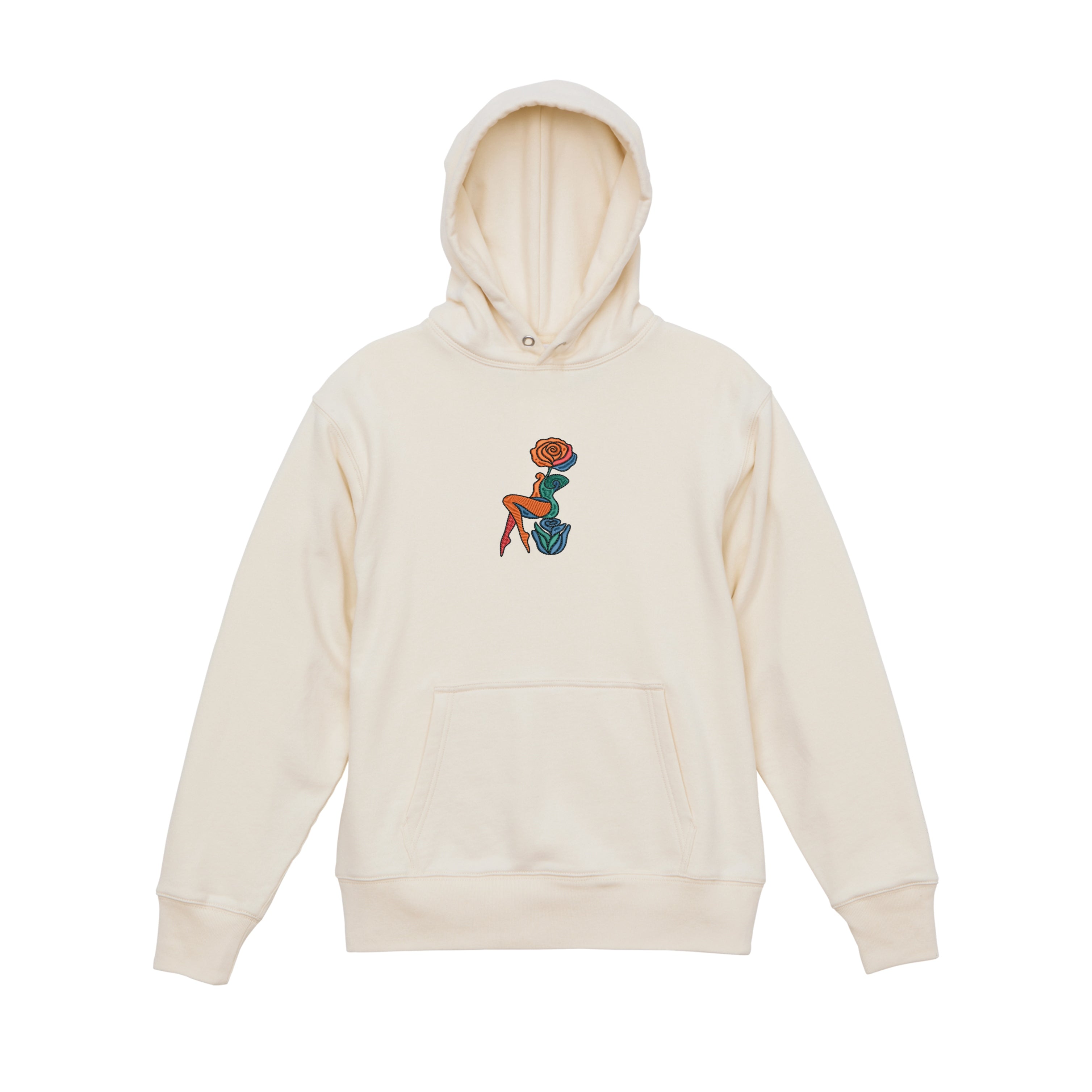 Abstract Rose Lady Mural Embroidered Heavyweight Hoodie and Sweatshirt