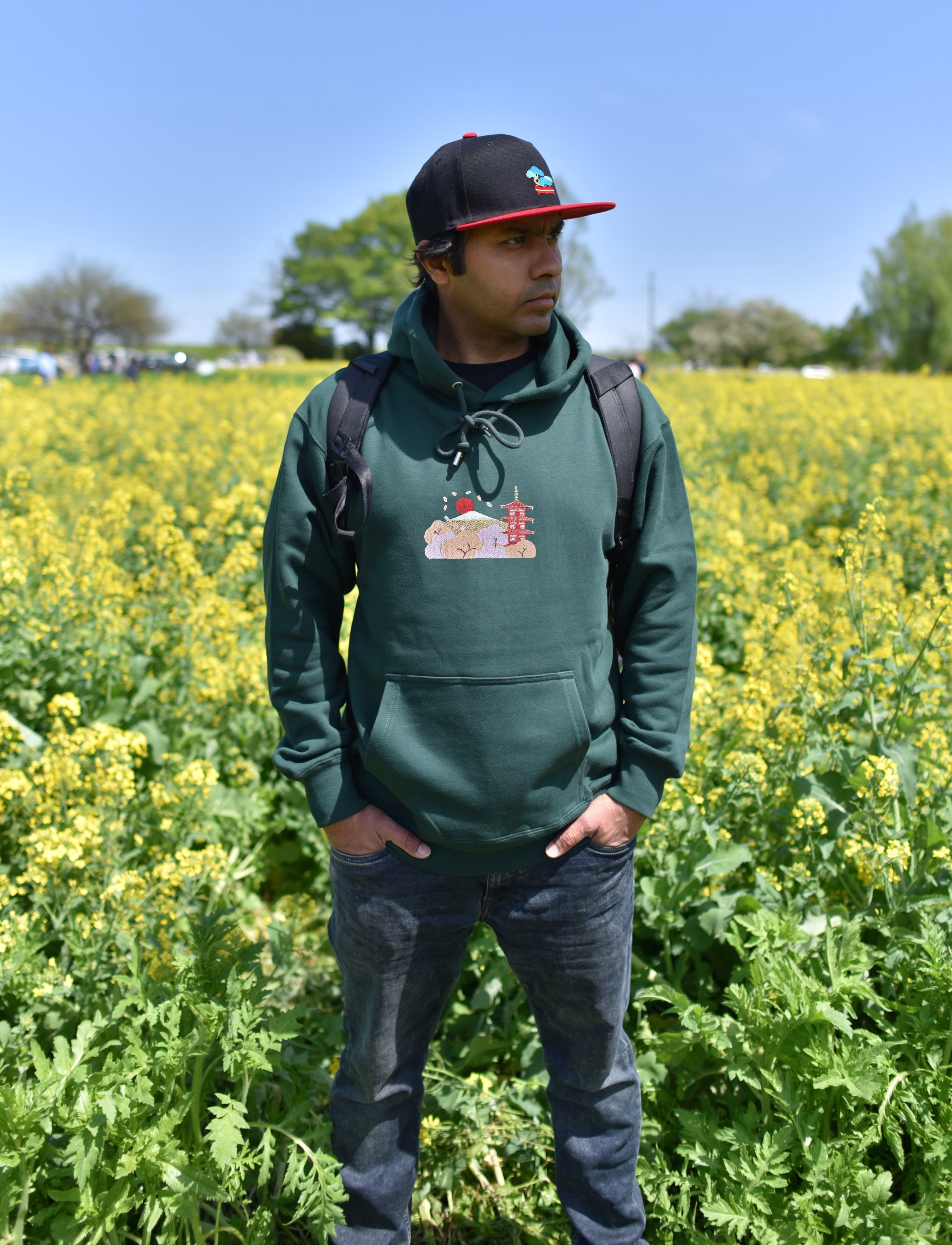 Chureito Pagoda Fuji Landscape | Embroidered 450GSM Heavyweight Pullover Hoodie