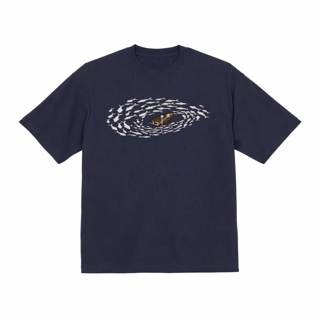Boat Fishing Embroidered Cotton T shirt