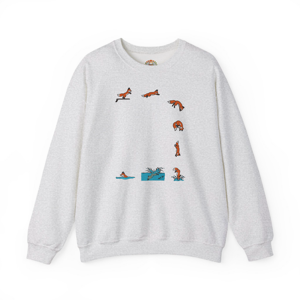 Fox Diving Funny Animal Lover Embroidered Hoodie | Sweatshirt | T-shirt