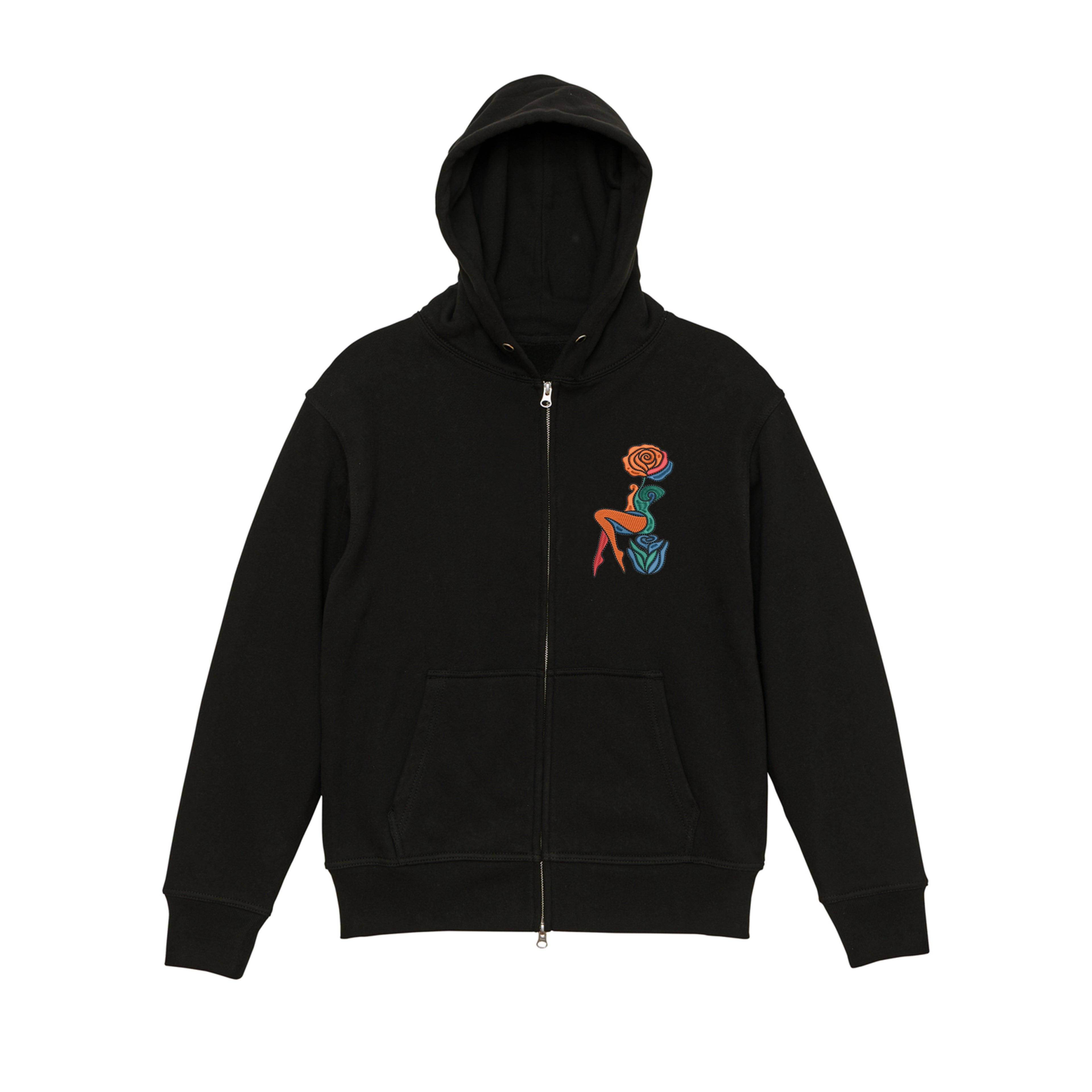 Abstract Rose Lady Mural Embroidered Heavyweight Hoodie and Sweatshirt