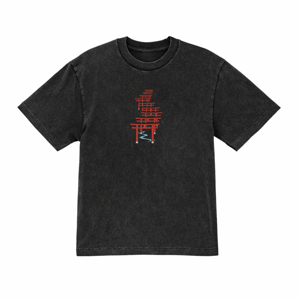Japanese Torii Gate Premium Cotton Heavyweight Embroidered T shirt