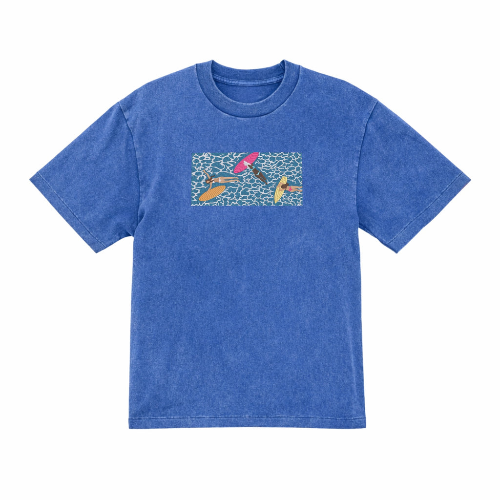 Embroidered Summer Pool Party Premium Cotton T shirt