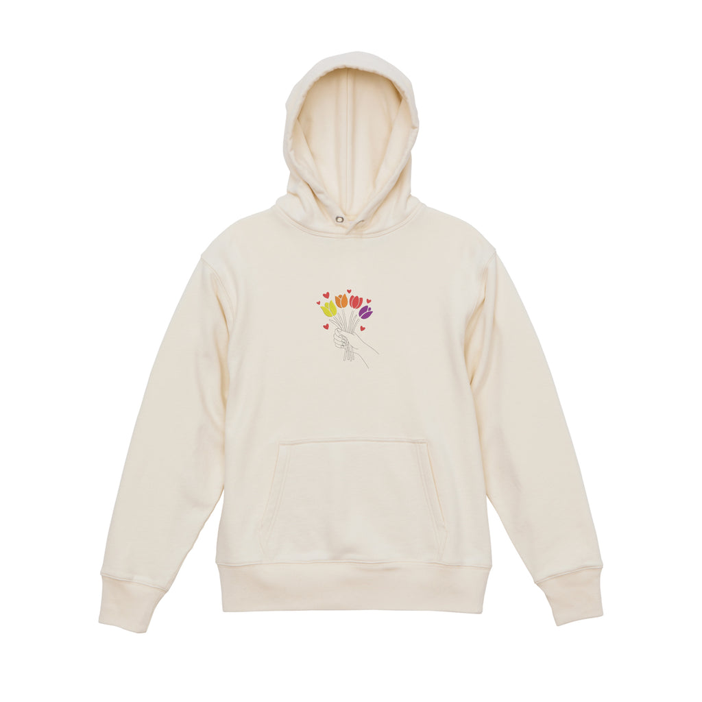 Colorful Tulip Flower Bouquet Embroidered Heavyweight Hoodie and Sweatshirt