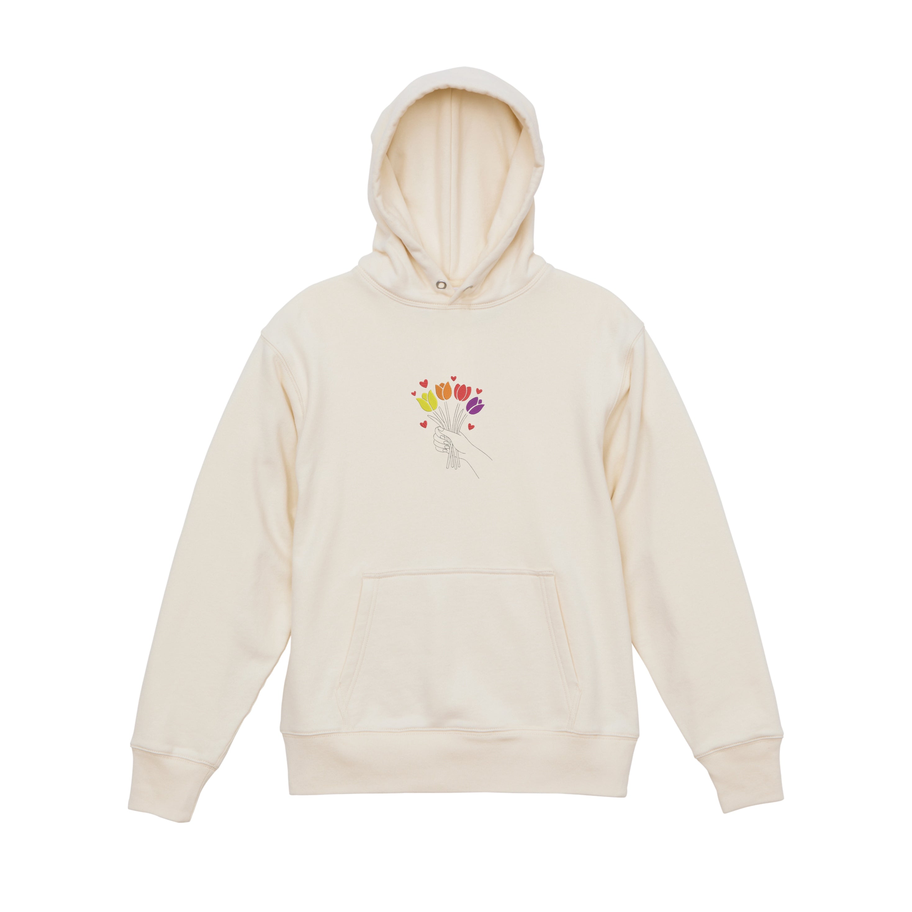 Colorful Tulip Flower Bouquet Embroidered Heavyweight Hoodie and Sweatshirt