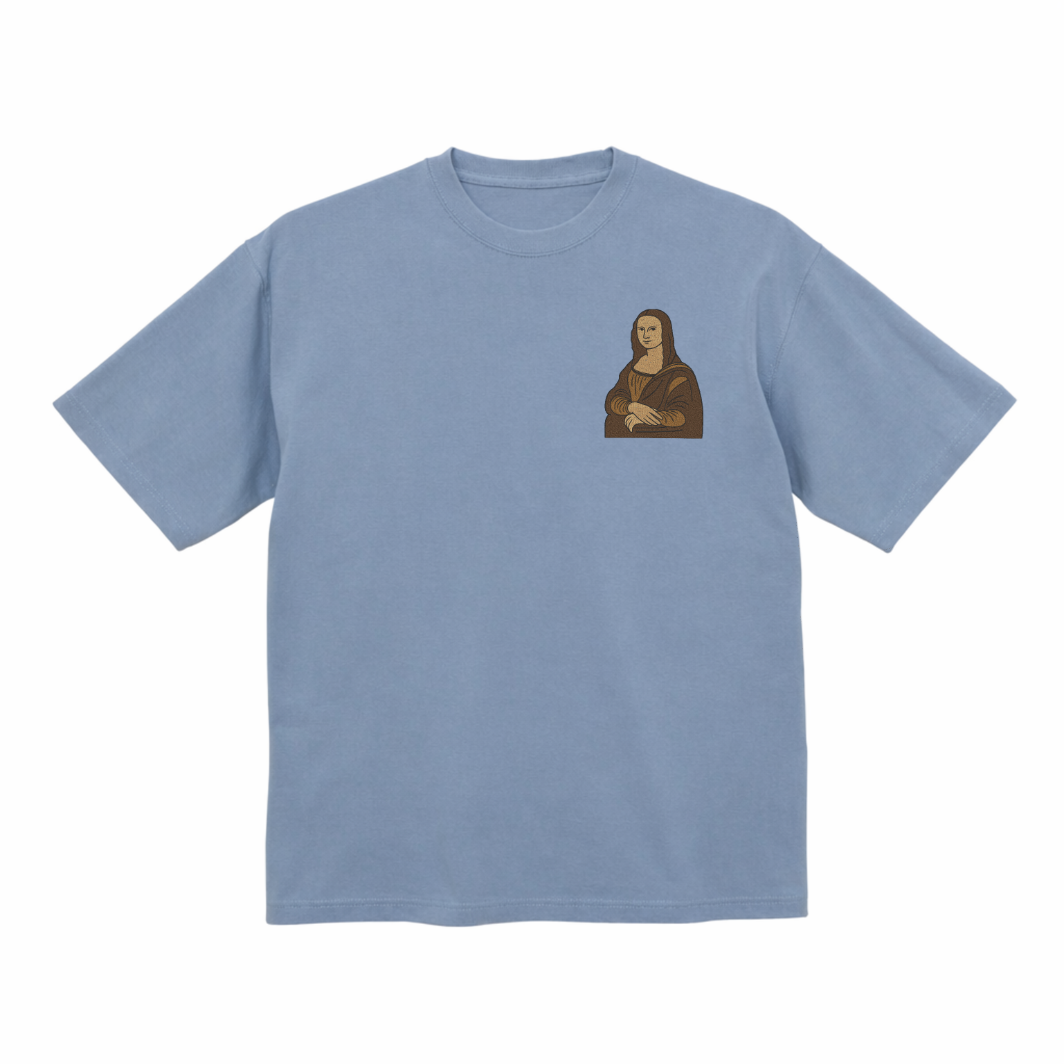 Mona Lisa Leonardo Da Vinci Premium Cotton Heavyweight Embroidered T shirt
