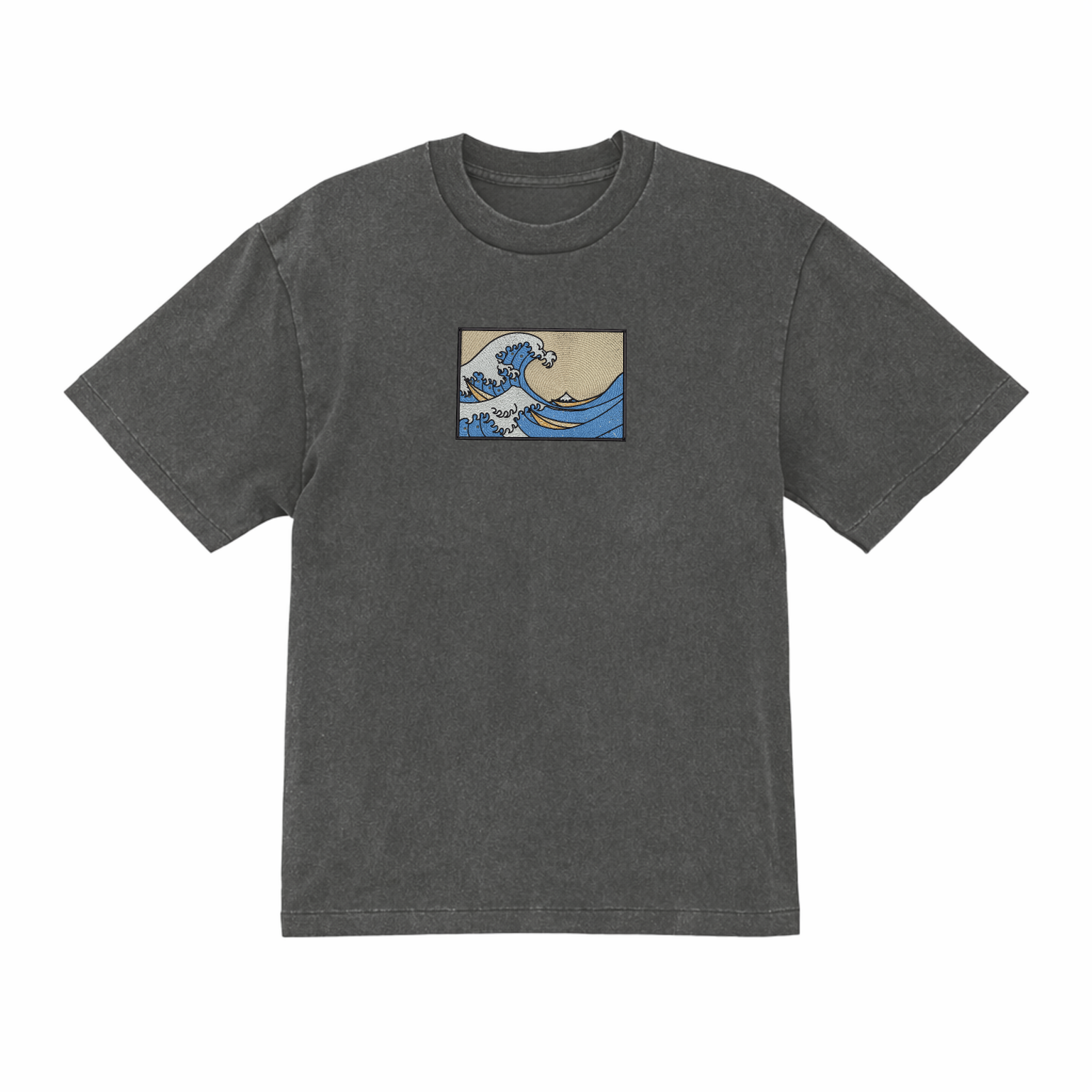 The Great Wave Off Kanagawa Premium Cotton Heavyweight Embroidered T shirt