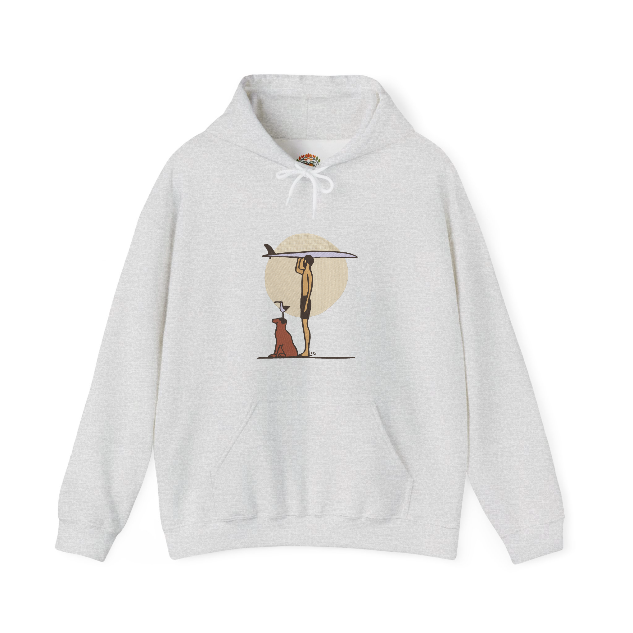 Surfer on Beach with Surfboard Embroidery Hoodie | Sweatshirt | T-shirt