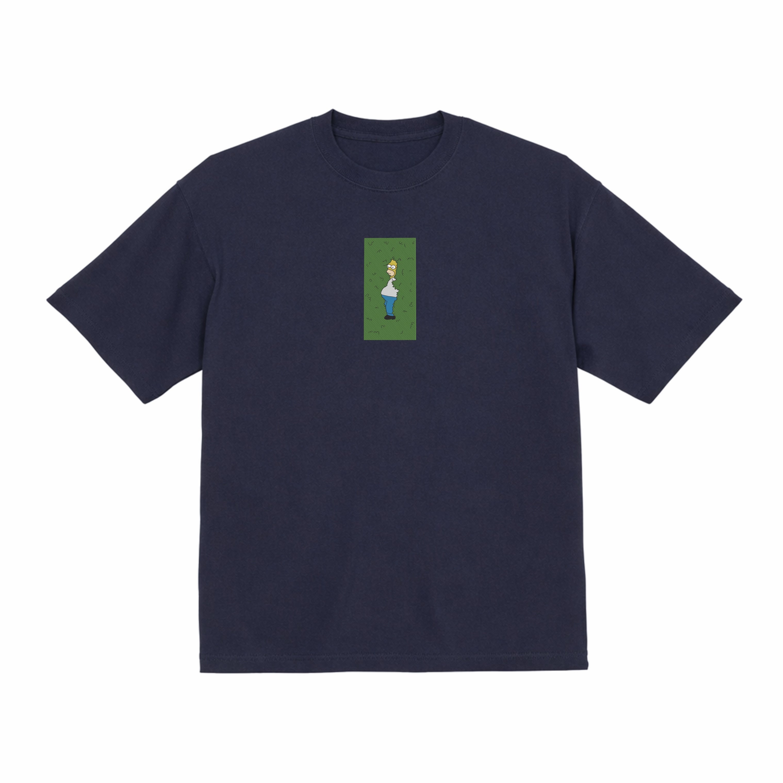 Homer Simpson Hiding in Bush Premium Cotton Heavyweight Embroidered T shirt