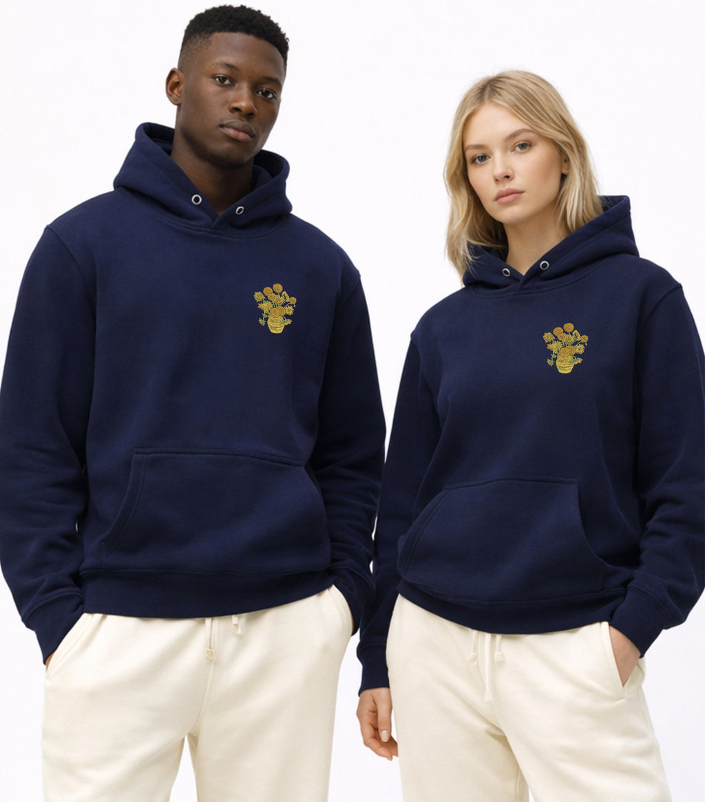 Vase with Fifteen Sunflowers Vincent Van Gogh Embroidered Heavyweight Hoodie Sweatshirt