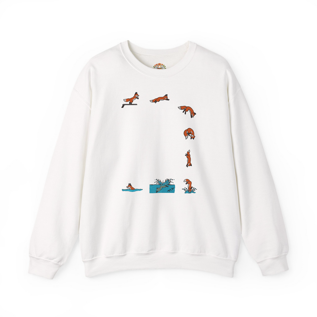Fox Diving Funny Animal Lover Embroidered Hoodie | Sweatshirt | T-shirt