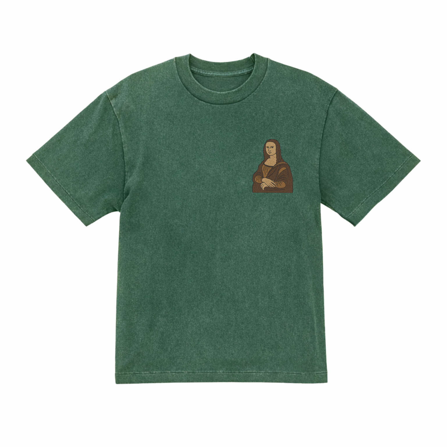 Mona Lisa Leonardo Da Vinci Premium Cotton Heavyweight Embroidered T shirt