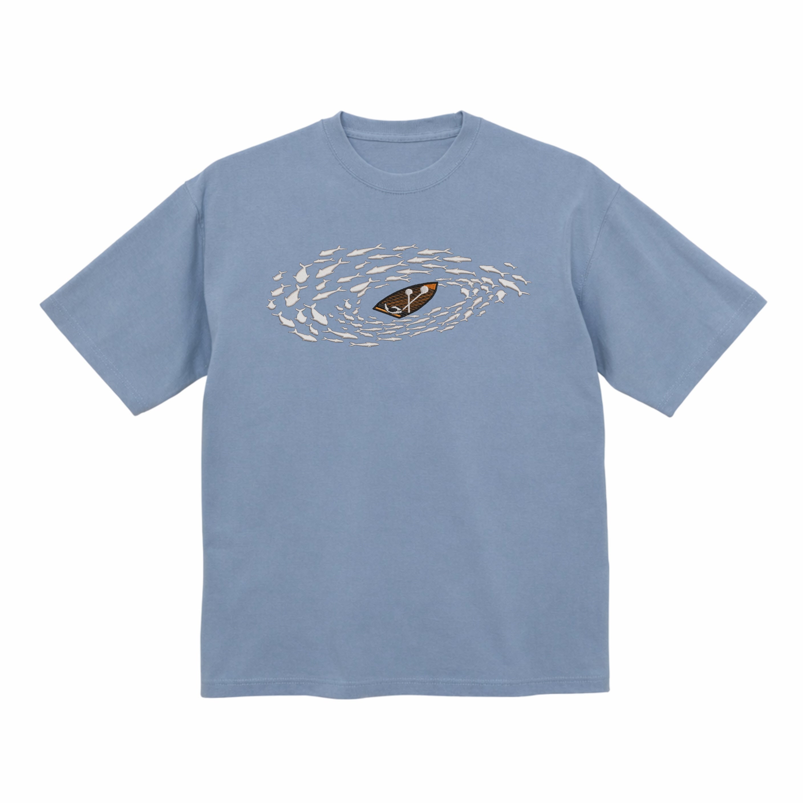 Boat Fishing Embroidered Cotton T shirt