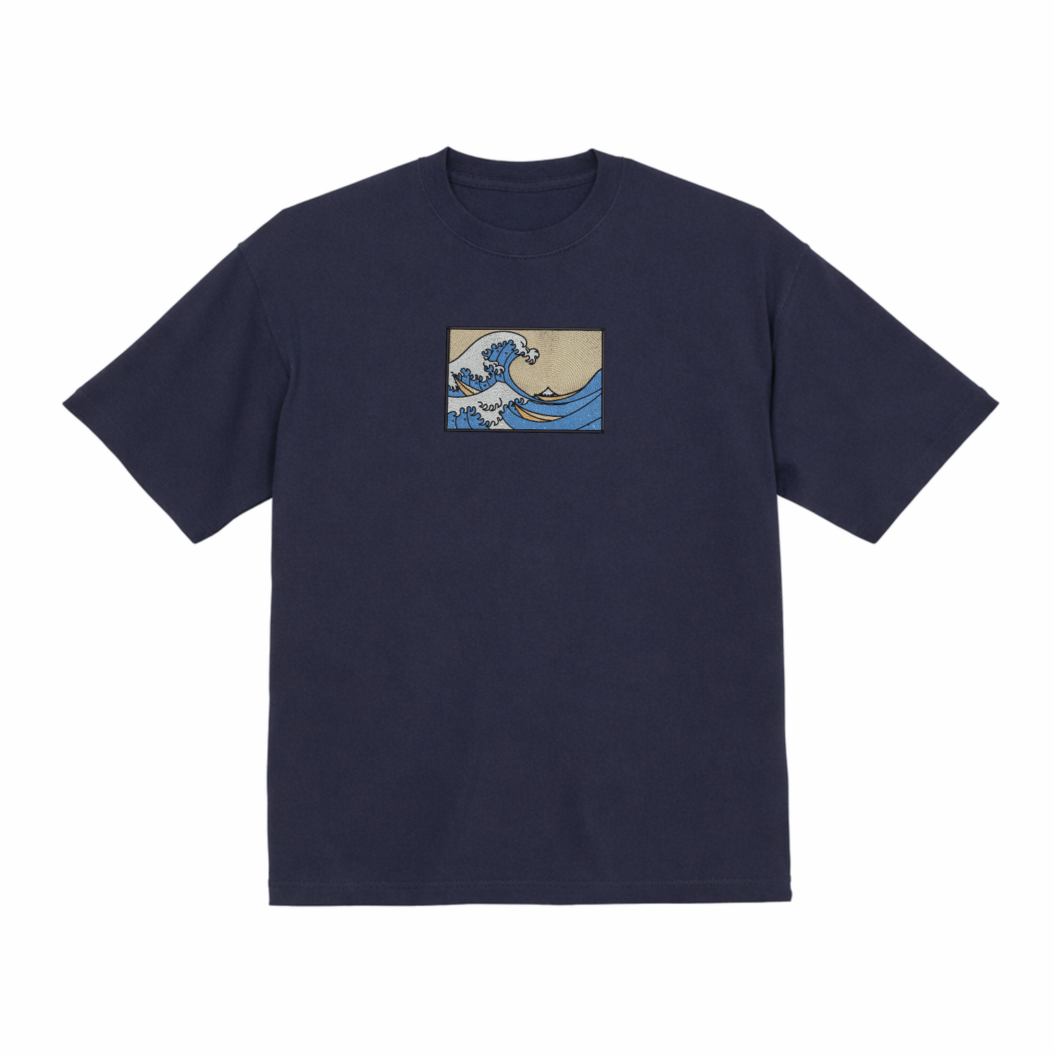 The Great Wave Off Kanagawa Premium Cotton Heavyweight Embroidered T shirt