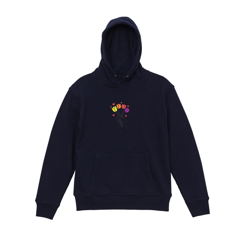 Colorful Tulip Flower Bouquet Embroidered Heavyweight Hoodie and Sweatshirt