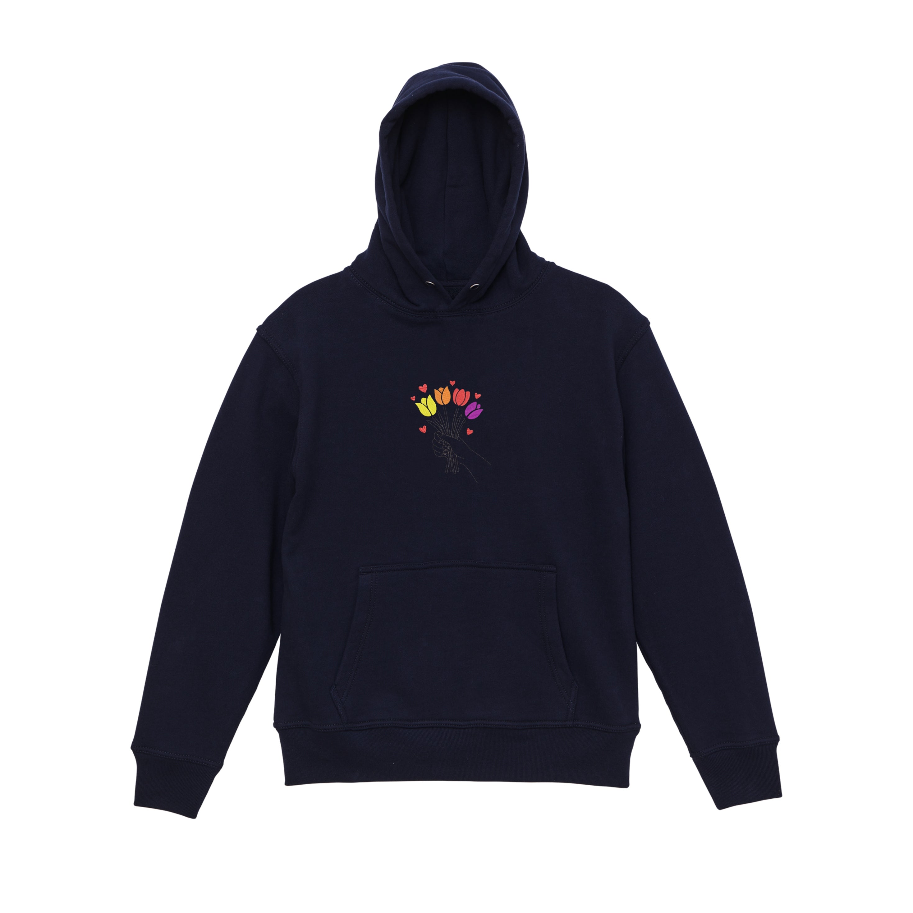 Colorful Tulip Flower Bouquet Embroidered Heavyweight Hoodie and Sweatshirt