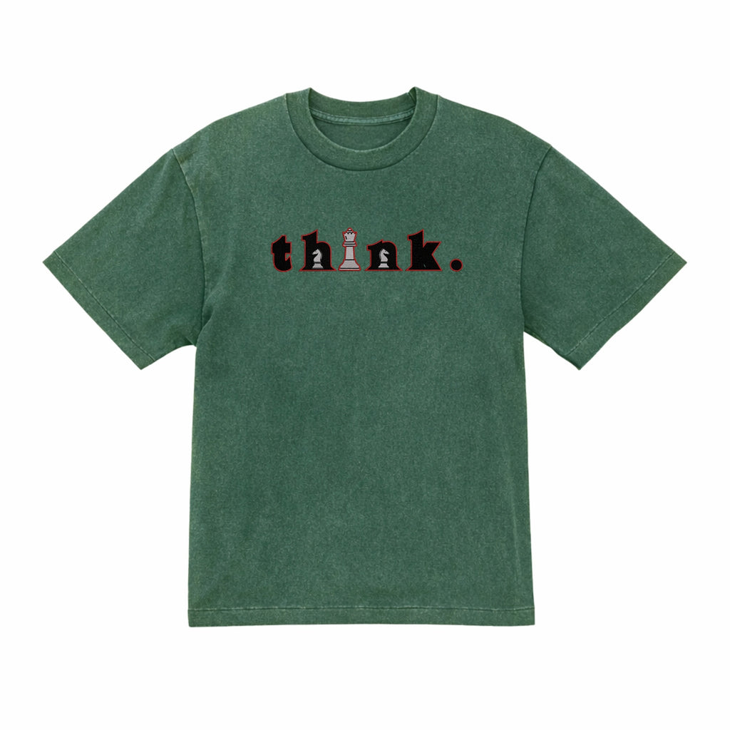 Checkmate Chess Think Premium Cotton Heavyweight Embroidered T shirt