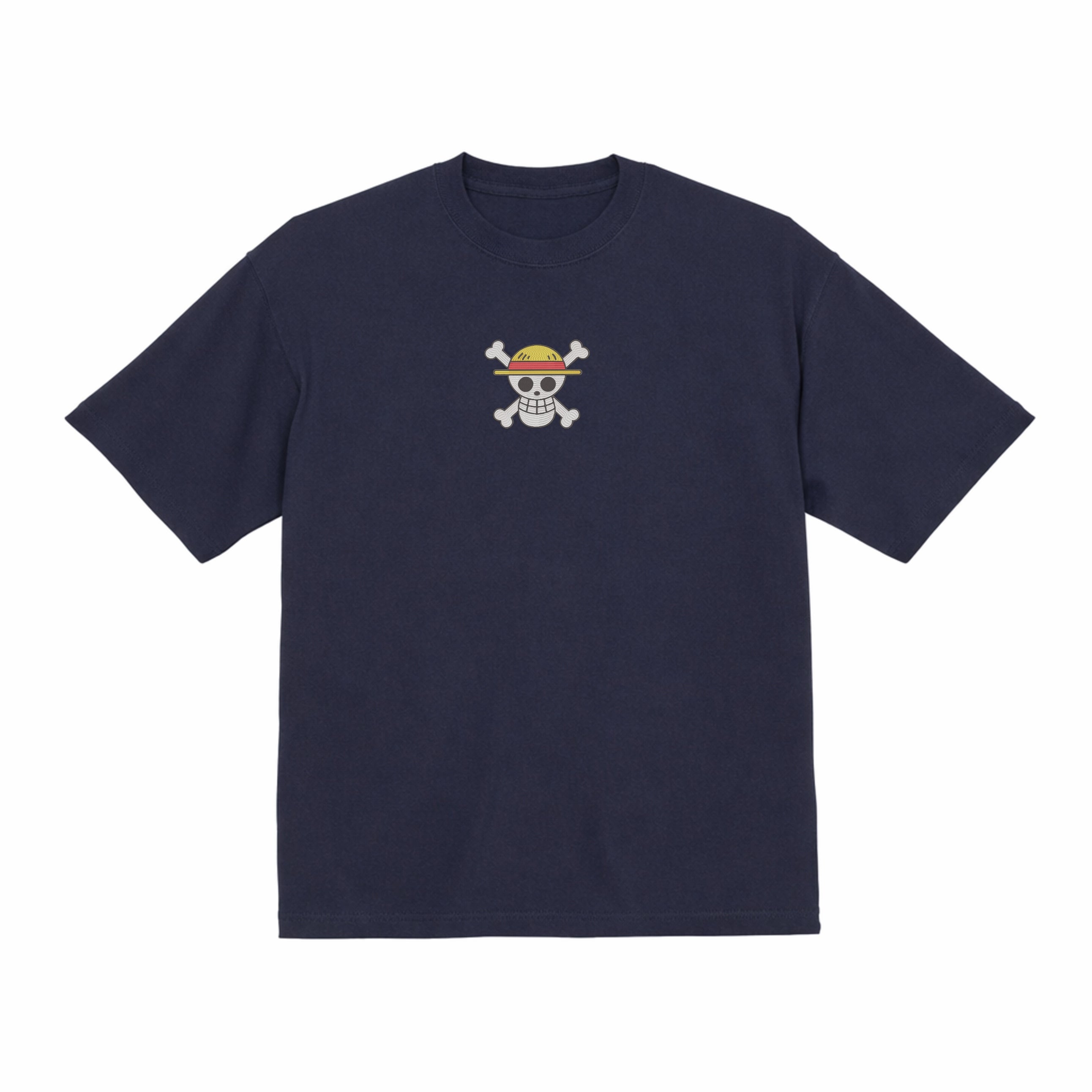 One Piece Straw Hat Embroidered T-Shirt – Heavyweight Organic Cotton Anime Shirt