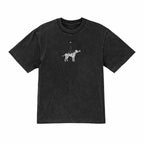 Camiseta de algodón premium bordada con un divertido perro dálmata extraterrestre