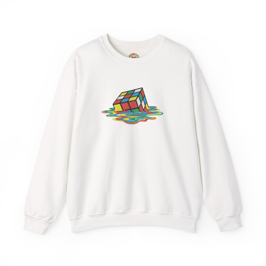 Anamorphic Illusion "Melting Rubik's Cube Embroidery Hoodie | Sweatshirt | T-shirt