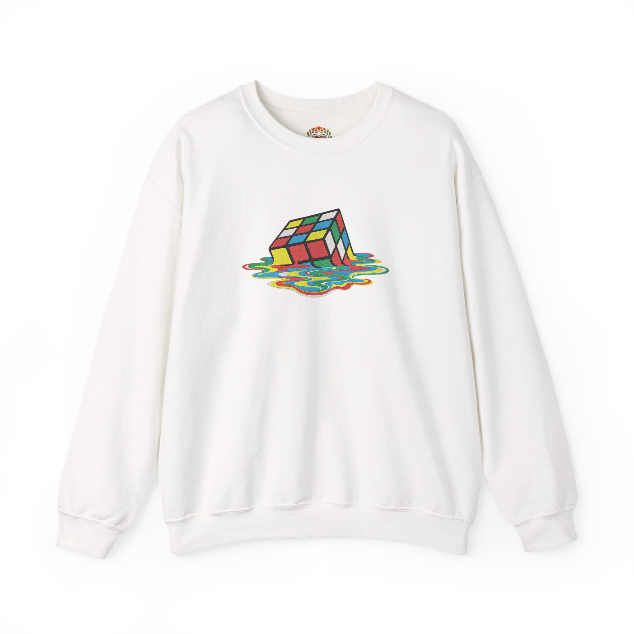 Anamorphic Illusion "Melting Rubik's Cube Embroidery Hoodie | Sweatshirt | T-shirt