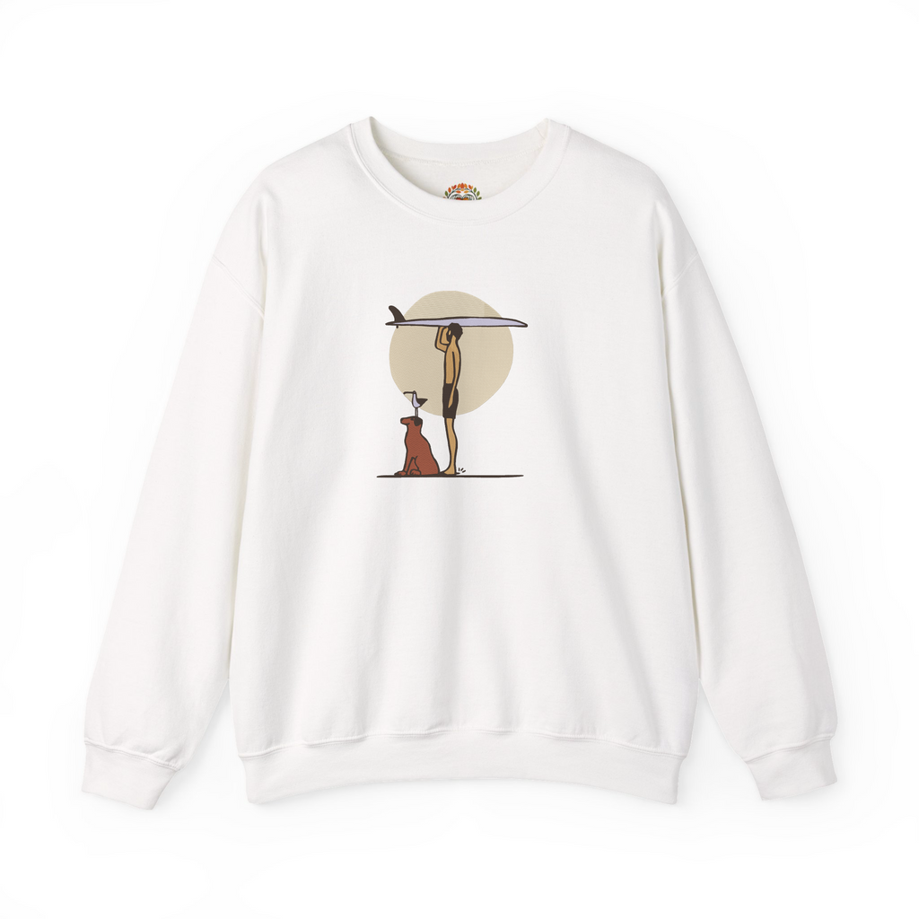 Surfer on Beach with Surfboard Embroidery Hoodie | Sweatshirt | T-shirt