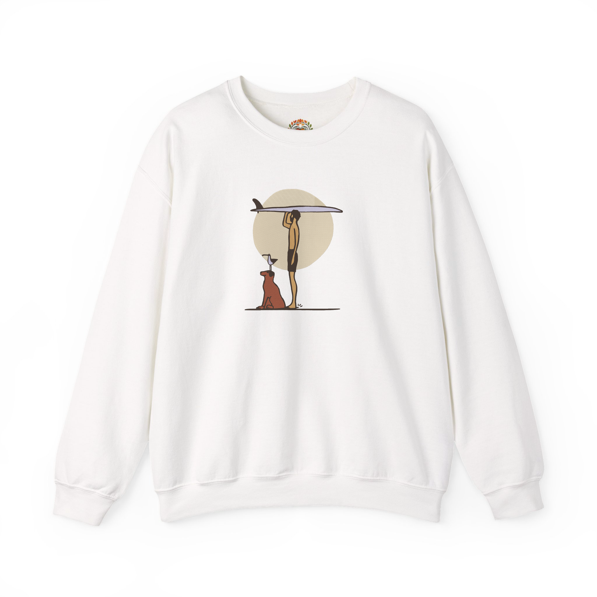 Surfer on Beach with Surfboard Embroidery Hoodie | Sweatshirt | T-shirt