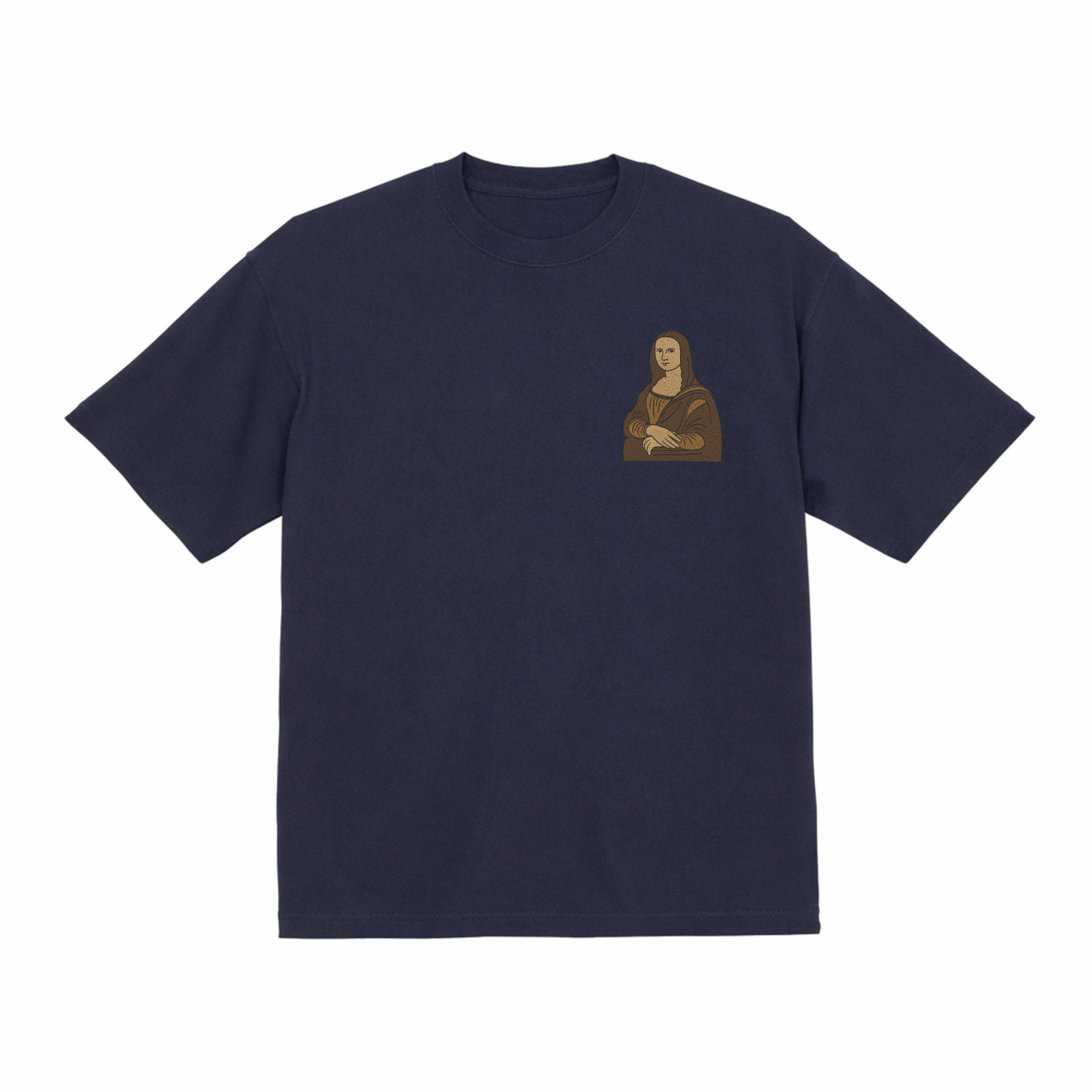 Mona Lisa Leonardo Da Vinci Premium Cotton Heavyweight Embroidered T shirt
